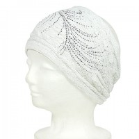 Headwraps / Neck Warmer – 12 PCS Knitted Headband W/Rhinestoned - White Color - HB-YJ20WT