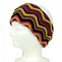 Headwraps / Neck Warmer – 12 PCS Knitted Zigzag Print - Hot Pink - HB-YJ73HPK