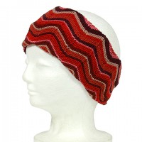Headwraps / Neck Warmer – 12 PCS Knitted Zigzag Print - Red - HB-YJ73RD
