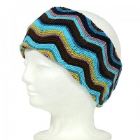 Headwraps / Neck Warmer – 12 PCS Knitted Zigzag Print - Turquoise - HB-YJ73TQ