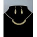Necklace & Earrings Set – 12 Brass Tone Carving Balls + Crystal Rings - NE-GM46NEK
