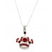 Necklace – 12 PCS Crown Charm - Silver w/ Swarovski Crystals - Red - NE-N1394RD