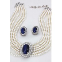 Necklace & Earrings Set – 12 Multi Chain Pearl NE+ER Set - NE-264BL