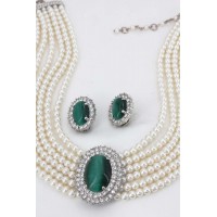Necklace & Earrings Set – 12 Multi Chain Pearl NE+ER Set -NE-264GN