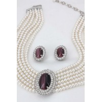 Necklace & Earrings Set – 12 Multi Chain Pearl NE+ER Set - NE-264PL