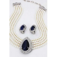 Necklace & Earrings Set – 12 Multi Chain Pearl NE+ER Set - NE-265BL