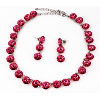 Gift Set – 12 Swarovski Necklace & Earring Set - Pink - NE-E05PK