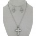 Necklace & Earrings Set – 12 Rhinestone Cross Charm Necklace & Earring Set - NE-11574
