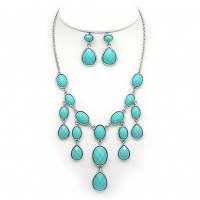 Necklace & Earrings Set – 12 Faux Coral Drapery Necklace & Earrings Set - NE-12211TQ