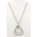 Necklace – 12 PCS Geometry Necklaces - Dual Open Triangle w/ Dangling Crystal - AB 14" -NE-12233AB