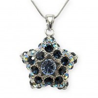 Necklace – 12 PCS Swarovski Crystal Pave Star Necklace - Blue - NE-2374BL