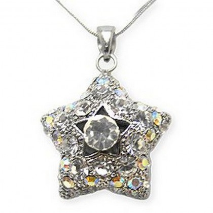 Necklace – 12 PCS Swarovski Crystal Pave Star Necklace - Clear - NE-2374CL