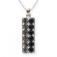 Necklace – 12 PCS Swarovski Crystal Necklace w / Rectangle Charm  - Black - NE-2376BK