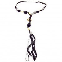 Necklace – 12 PCS Mixed Beads Necklace W/ Ribbon String - NE-247BK