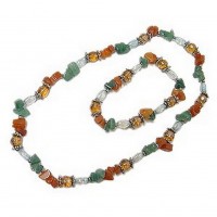Necklace & Earrings Set – 12 Precious Stone Necklace & Bracelet Set - Green - NE-629GN