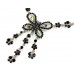 Necklace & Earrings Set – 12 Rhinestone Butterfly Charm Necklace and Earring Set - Black Stones -NE-828BK