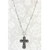 Necklace – 12 PCS Cross Charm Necklace - OPQ Paved With Crystals - Black - NE-AACN6312B