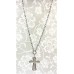 Necklace – 12 PCS Cross Charm Necklace - OPQ Paved With Crystals - Silver - NE-AACN6312S