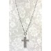 Necklace – 12 PCS Cross Charm Necklace - OPQ Paved With Crystals - Silver - NE-AACN6313S