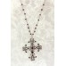 Necklace – 12 PCS Cross Charm Necklace - Casting Silver w/ Black Stones - NE-ACQN1876E