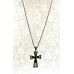 Necklace – 12 PCS Rhinestone Cross Charm Necklace - Black - NE-ACAQN4798B