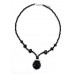 Necklace – 12 PCS Black Crystal Necklace w/ Crystal Pendant - NE-BAS028BK