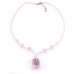 Necklace – 12 PCS Pink Crystal Necklace w/ Crystal Pendant - NE-BAS028PK