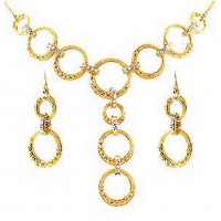 Necklace & Earrings Set – 12 Designer Round Chains NE+ER - Gold - NE-CQN1800A2