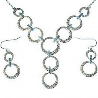Necklace & Earrings Set – 12 Designer Round Chains NE+ER - Blue - NE-CQN1800C