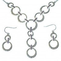 Necklace & Earrings Set – 12 Designer Round Chains NE+ER - Clear -  NE-CQN1800E