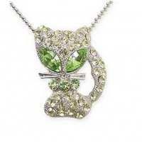 Necklace – 12 PCS Crystal Necklace / Pin - Lime Color - NE-CQN1830F