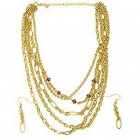 Necklace & Earrings Set – 12 Multi Gold Chain Necklace & Earring Set - NE-CQN2360G