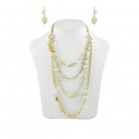 Necklace – 12 PCS Multi Gold Chain w/ Ivory Beads - NE-CQN4618A