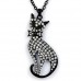 Necklace – 12 PCS Rhinestone Kitty w/ Bow Charms Necklaces - Black - NE-JN4422BK