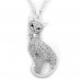 Necklace – 12 PCS Rhinestone Kitty w/ Bow Charms Necklaces - White -NE-JN4422WH