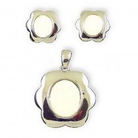 Necklace & Earrings Set – 12 Mother of Pearl Oval Pendant & Earrings Set NE-MCE946SW