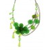 Necklace – 12 PCS Multi Chain Acrylic Beaded Flower - Green - NE-MN0909GN