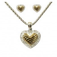 Necklace & Earrings Set – 12 Western Style Heart charm W Earing Set - NE-MS3159TTC