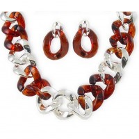 Necklace & Earrings Set – 12 - 18" Link Necklace & Earrings Set - NE-MS3380STO