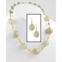 Necklace & Earrings Set – 12 Faux Stone Beads Necklace & Earring Set - NE-MS3431DGE