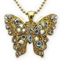 Necklace – 12 PCS Animal - Butterfly - Two-Layer Butterfly Necklace - Gold - NE-N404GD