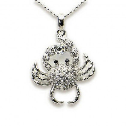 Necklace – 12 PCS Animal - Crab - Swarovski Crystal Crab w/ Clear Stone - NE-N4875CL