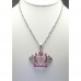 Necklace – 12 PCS Swarovski Crystal Crown Charm - Pink -Made in Korea - Pink - NE-N4925PK