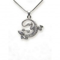 Necklace – 12 PCS Animal - Lizard - Swarovski Crystal Lizard w/ Clear Stone - NE-N5019CL