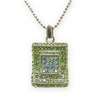 Necklace – 12 PCS Rectangle Austrian Crystal Necklace - Green -NE-P1066GN