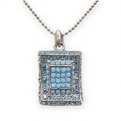 Necklace – 12 PCS Rectangle Austrian Crystal Necklace - Tauquise - NE-P1066TQ