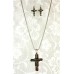 Necklace & Earrings Set – 12 Enamel Cross Charm Necklace & Earring Set  - NE-S6879LSBML