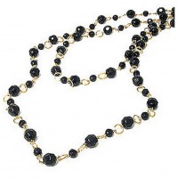 Necklace – 12 PCS 60`` Long Black Faux Onyx Beaded Necklace - NE-SMS3003B