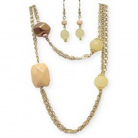 Necklace & Earrings Set – 12 Long-strand Faux Stone Beads Necklace & Earring Set - NE-SMS3004A