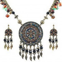 Necklace & Earrings Set – 12 Bohemian Beaded NE+ER Set - NE-WN244BK